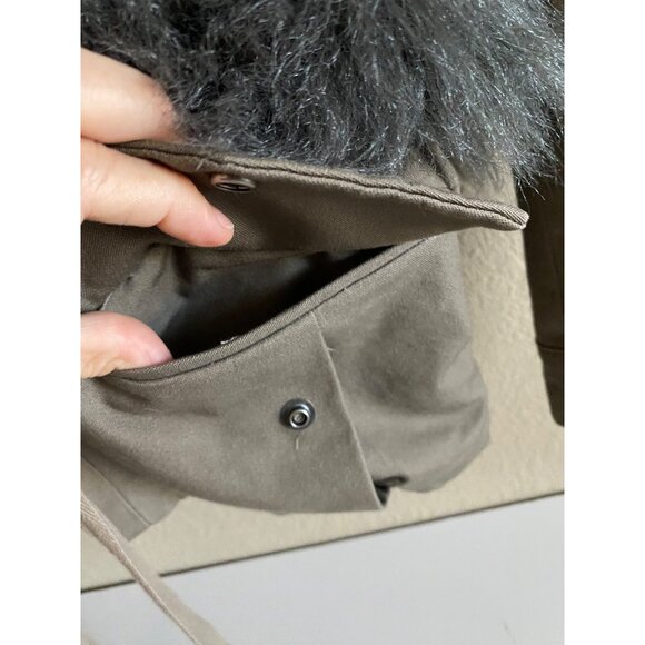 Loeffler Randall Faux Fur Utility Jacket Brown Taupe Women’s Size 8 - Picture 6 of 13